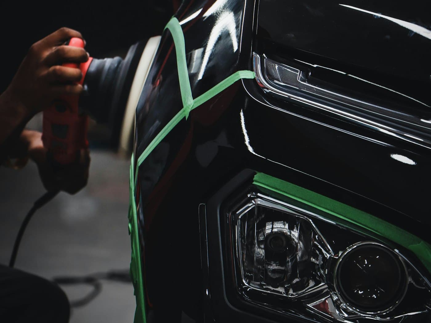 Paint correction work around a masked headlight